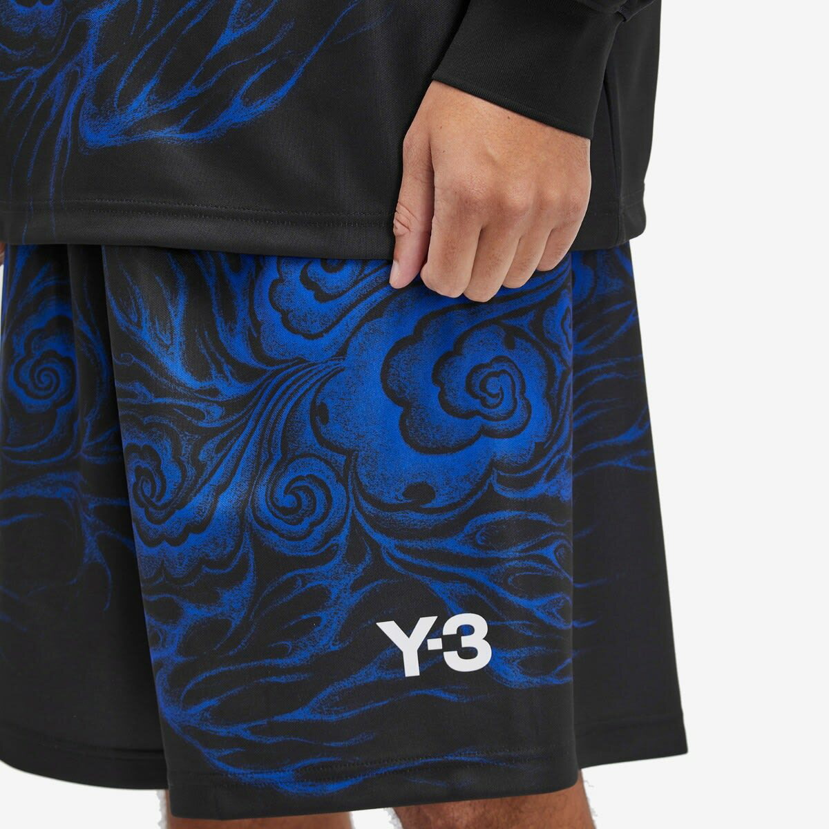 Y-3 Men's JAF GFX Shorts in Black/Blue Y-3