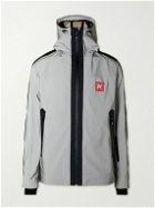 Palm Angels - Webbing-Trimmed Logo-Print Reflective Shell Hooded Jacket - Gray