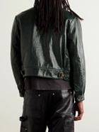 Enfants Riches Déprimés - Scorpio Rising Cropped Textured-Leather Jacket - Green