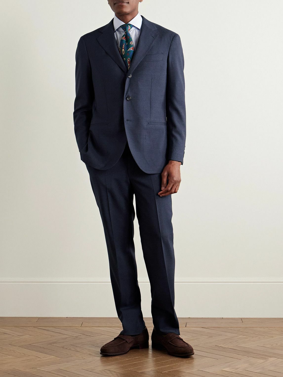 J. Mueser - Slim-Fit Straight-Leg Virgin Wool Suit Trousers - Blue