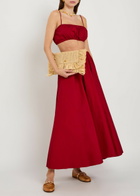 Staud Fiore Gathered Stretch-cotton Poplin Crop top Red