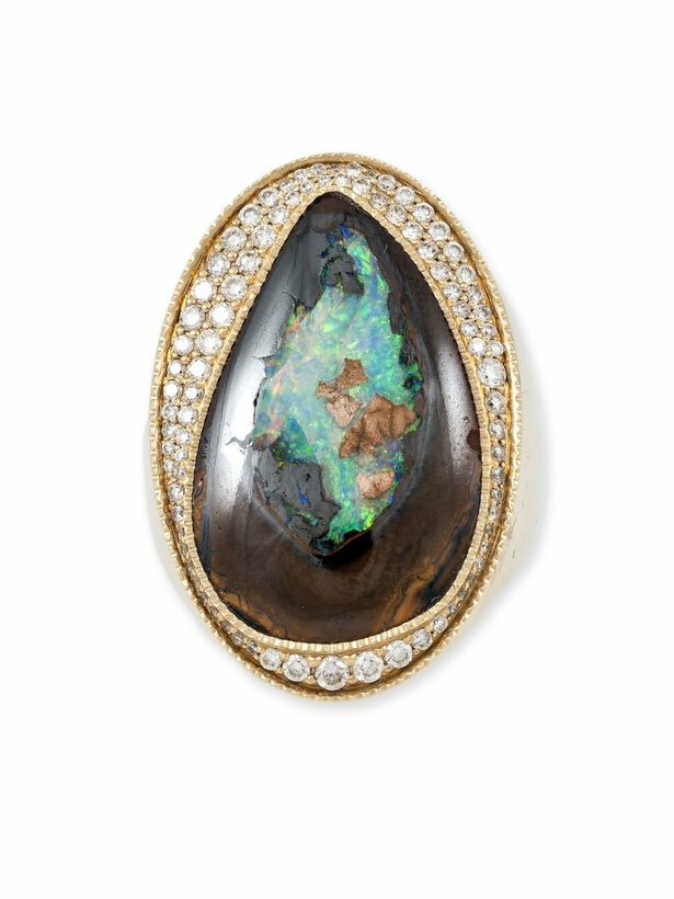 Photo: Jacquie Aiche 14K Yellow Gold Diamond And Opal Signet Ring