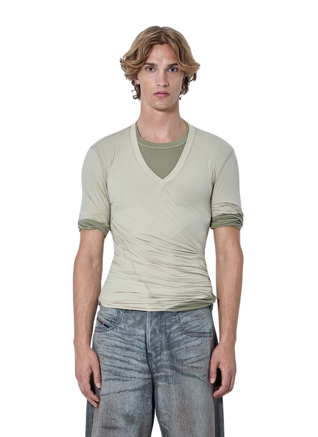Diesel Faded tank top with puffy Oval D - T-Shirts Mens in Black