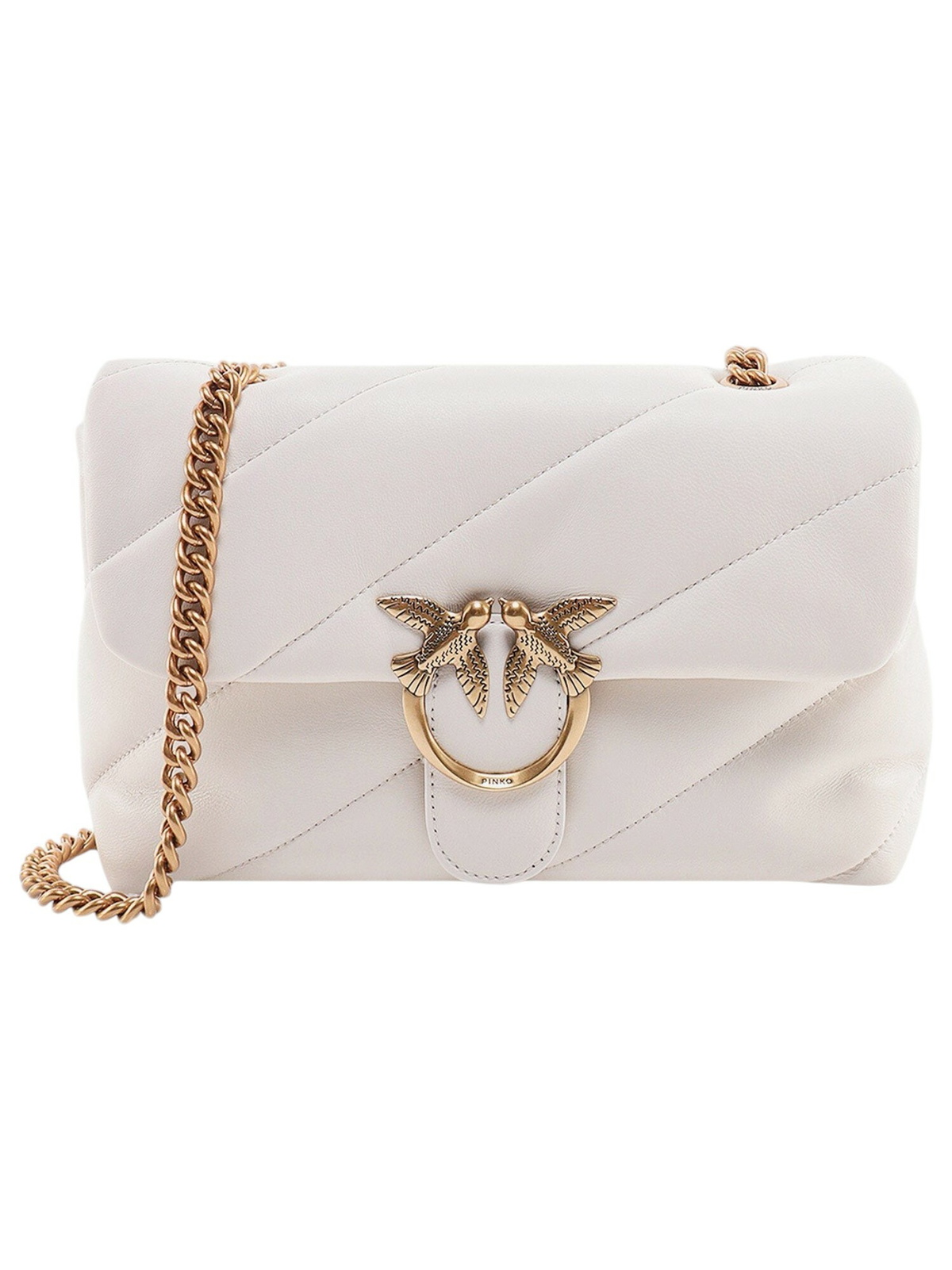 PINKO White Calf Leather Bos Taurus Shoulder Bag