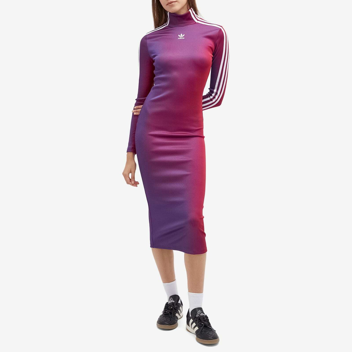 ★adidas★ RASANT ribbed long sleeve dress JW9745 Adidas Women's Rasant Ribbed Longsleeve Dress in Multi adidas