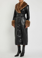 Stand Studio Estella Faux Fur-trimmed Faux Leather Coat Black