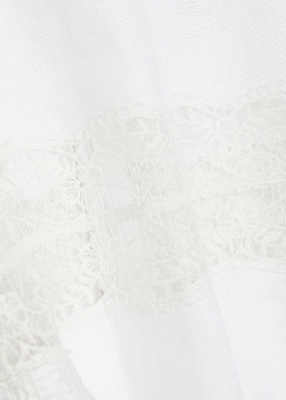 Staud Amalina Lace and Linen Mini Dress White