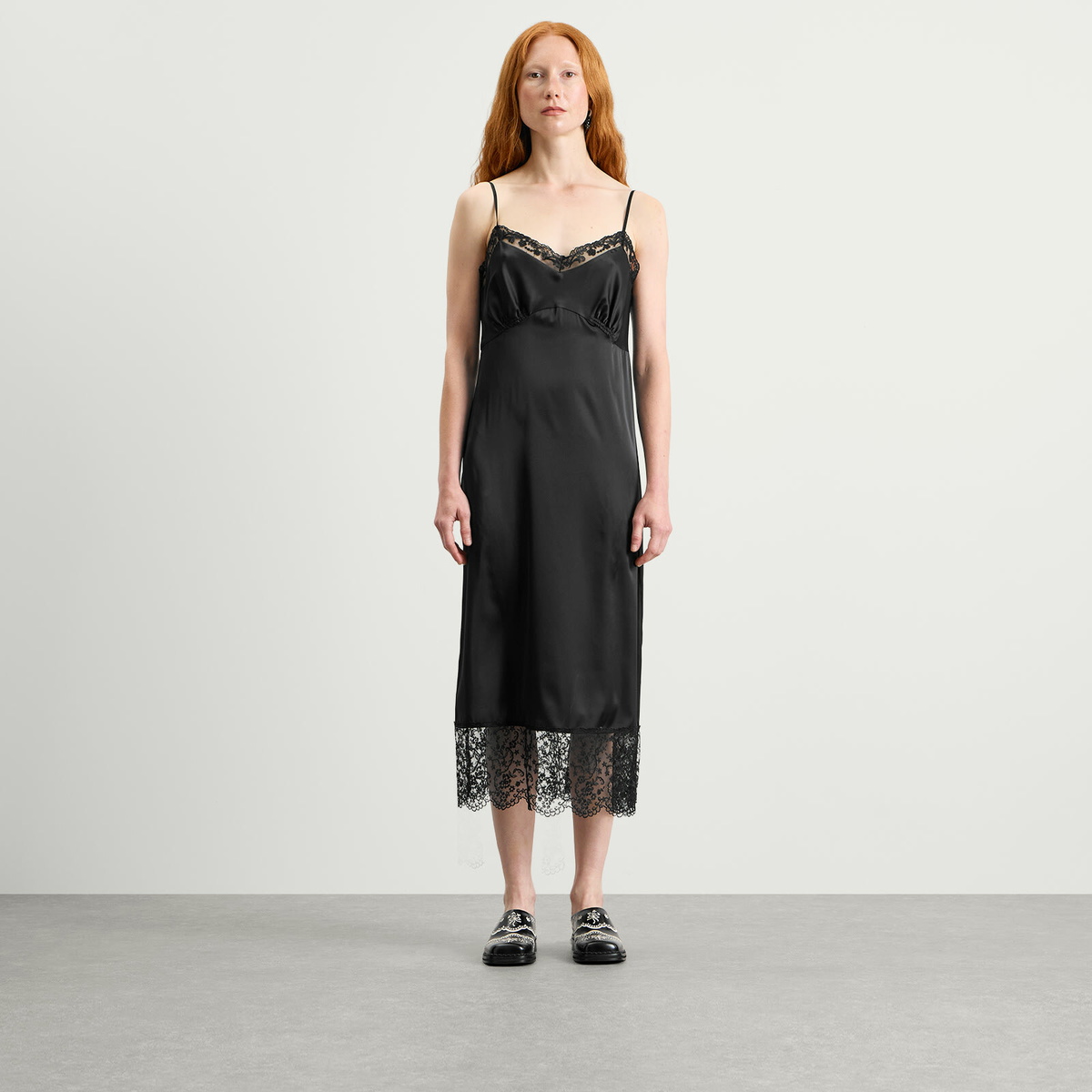 Simone Rocha Women's Lace Trim Slip Dress in Black