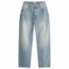 Pop Trading Company Men's Arch Pocket Loose Denim Jeans in Washed Denim