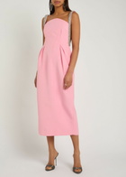 Rebecca Vallance Amaro Crystal-embellished Satin Midi Dress Pink