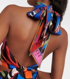 Pucci Marmo cropped halterneck silk top