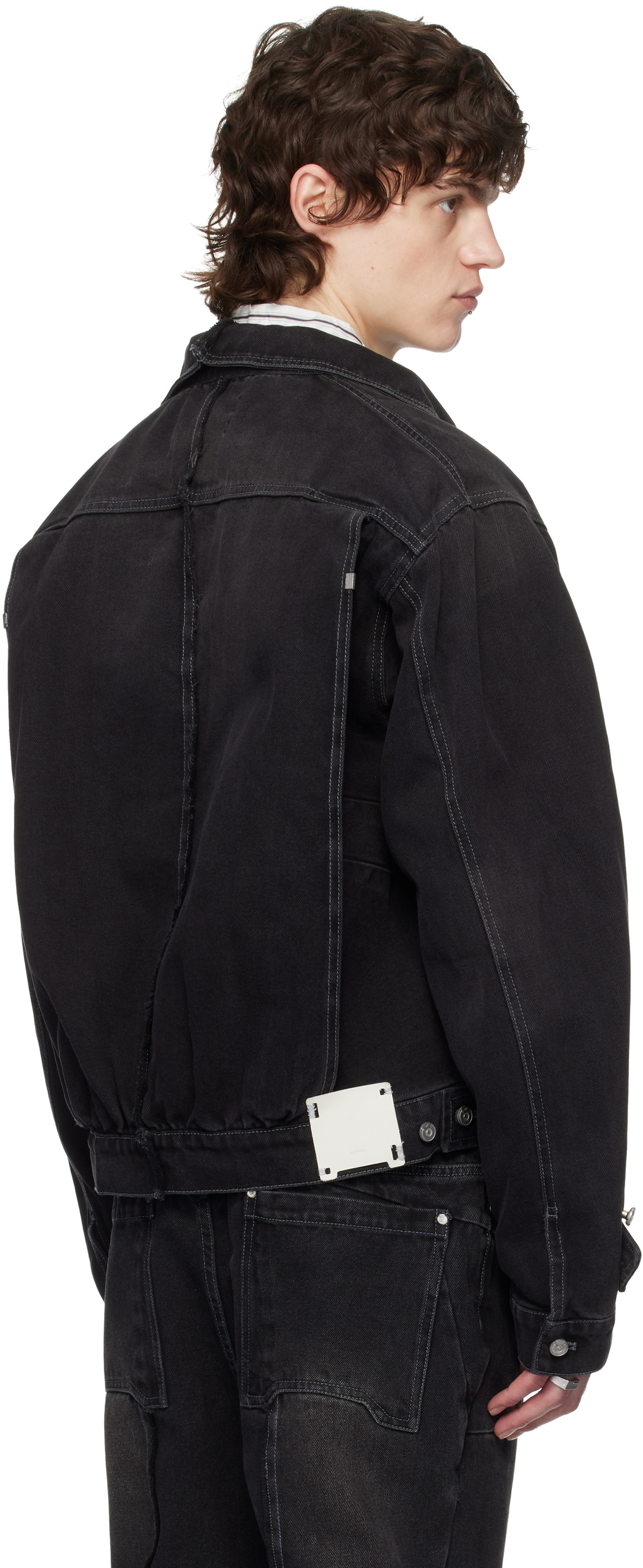 C2H4 Black Asteroid Raw Edge Denim Jacket