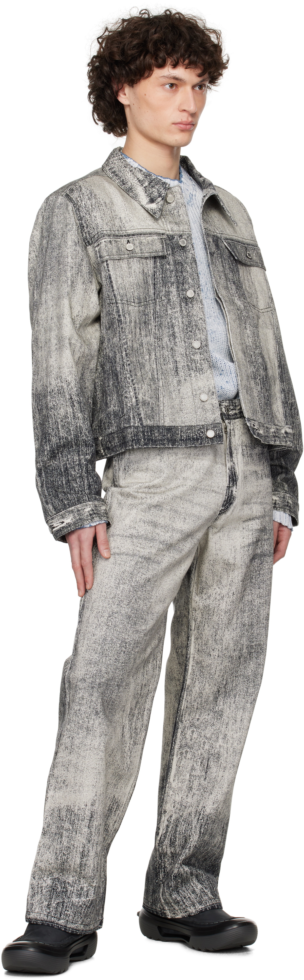 CAMPERLAB Gray Paint Print Denim Jacket
