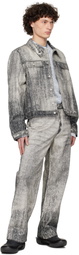 CAMPERLAB Gray Paint Print Denim Jacket