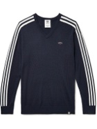 adidas Consortium - Noah Logo-Embroidered Striped Wool-Blend Sweater - Blue