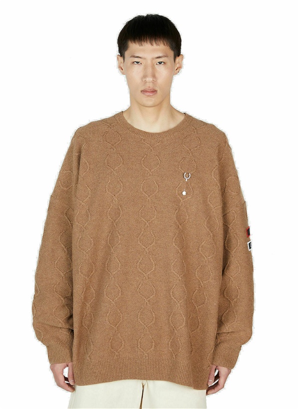 Photo: Raf Simons x Fred Perry - Patched Oversized Sweater in Camel