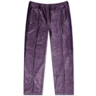 Needles Men's Velour Narrow Track Pant in Purple
