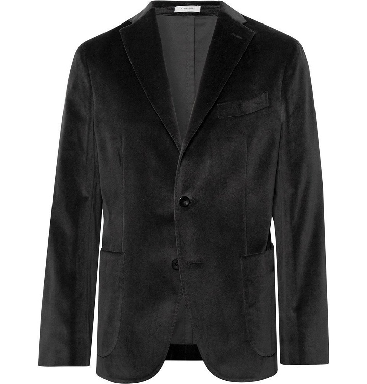 Photo: Boglioli - Charcoal K-Jacket Slim-Fit Unstructured Stretch-Cotton Velvet Blazer - Charcoal