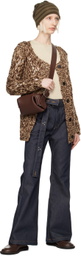 OPEN YY Navy Belted Loose Bootcut Jeans