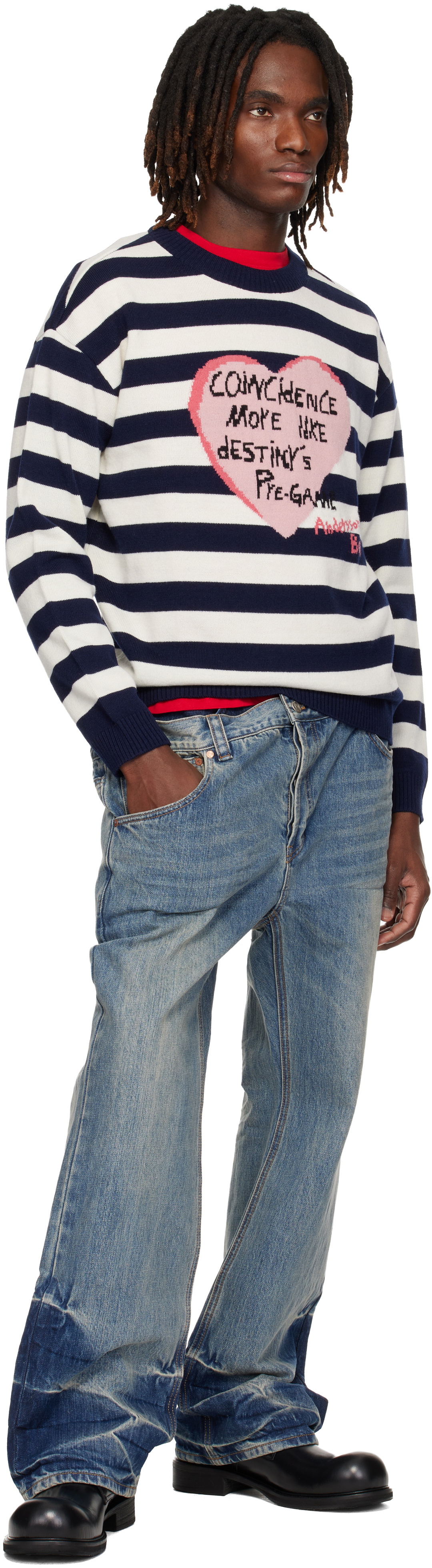Andersson Bell Navy & White Heart Message Crew-Neck Sweater