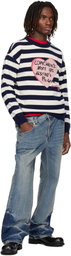 Andersson Bell Navy & White Heart Message Crew-Neck Sweater