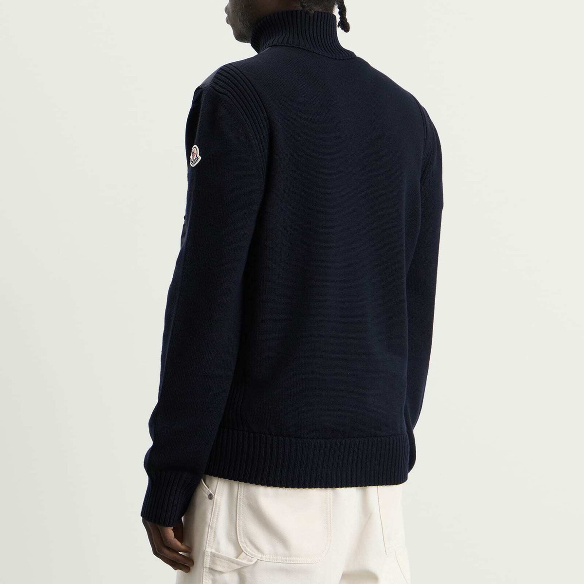 Moncler Men's Hybrid Padded Front Wool Zip Jacket in Navy