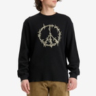 Aries Men's Peace Press Gothic Waffle Long Sleeve T-Shirt in Black
