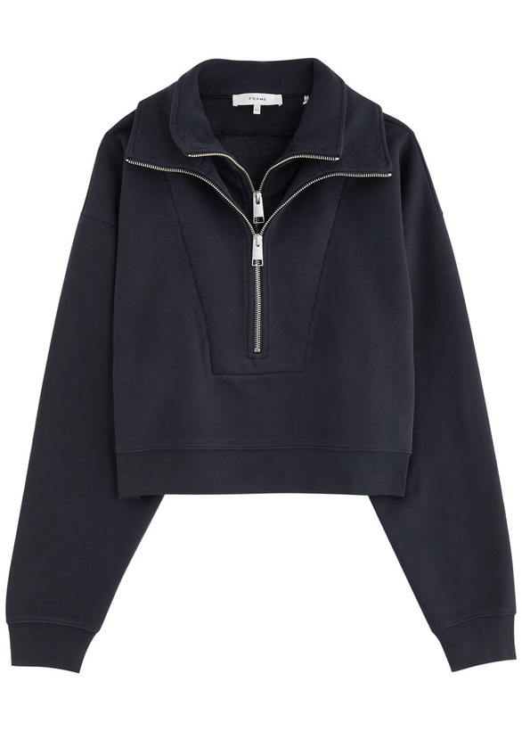 Photo: Frame Layered Half-zip Jersey Sweatshirt Navy