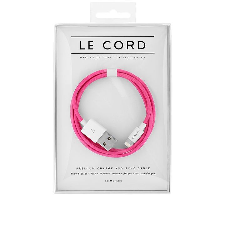 Photo: Le Cord Solid Pink Braided 1.2m Lightning Cable