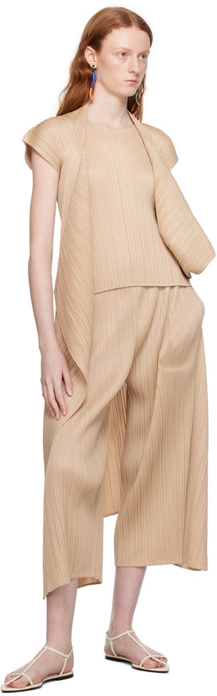 Pleats Please Issey Miyake Beige Monthly Colors June Trousers