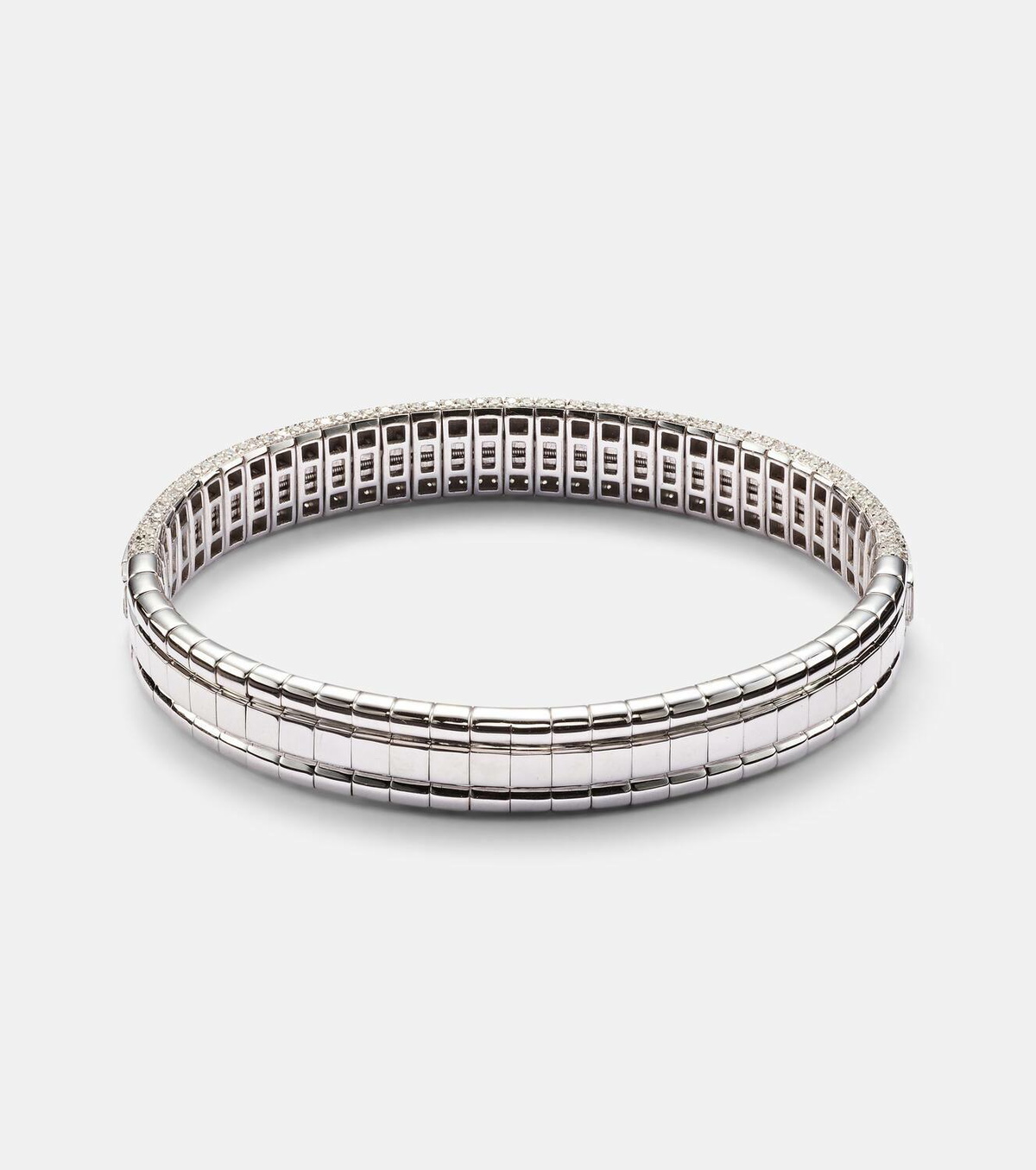 Shay Jewelry Diamond Pave Scales Stretch 18kt white gold bracelet with diamonds