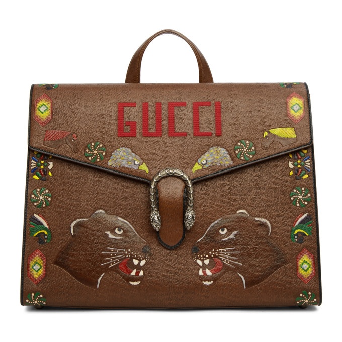 Photo: Gucci Brown Hand-Painted Dionysus Briefcase