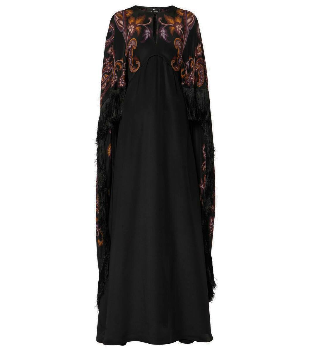Etro Fringed printed silk cape Etro