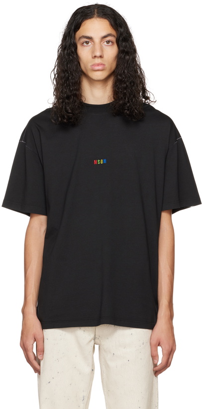 Photo: MSGM Black Embroidered T-Shirt