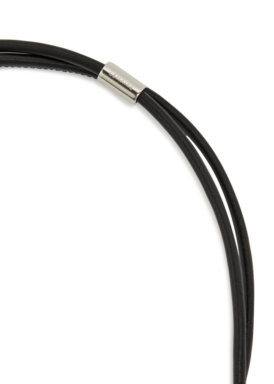 Lemaire Gua Sha Fork Aragonite and Leather Necklace - Yellow - One Size