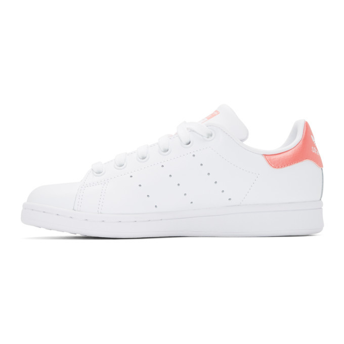 adidas Originals White and Pink Stan Smith Sneakers