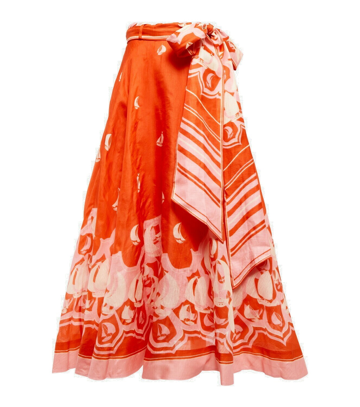 【Zimmermann】Dawning linen and silk miniskirt ZIMMERMANN Shirred floral-print linen and silk-blend mini