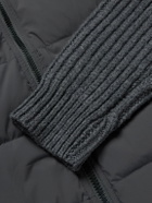 James Perse - Ribbed-Knit and Quilted Shell Down Jacket - Gray