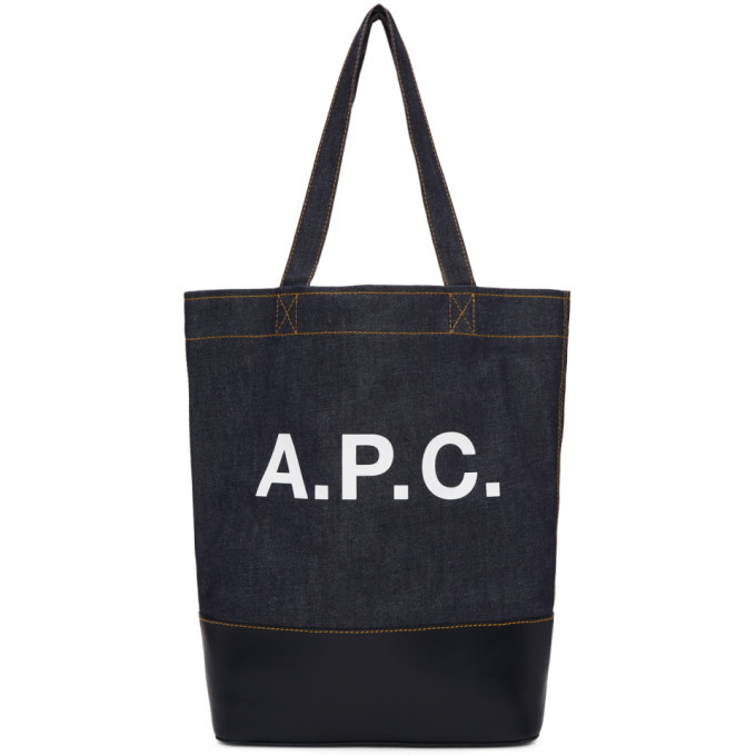 Photo: A.P.C. Navy and Black Denim Axel Tote