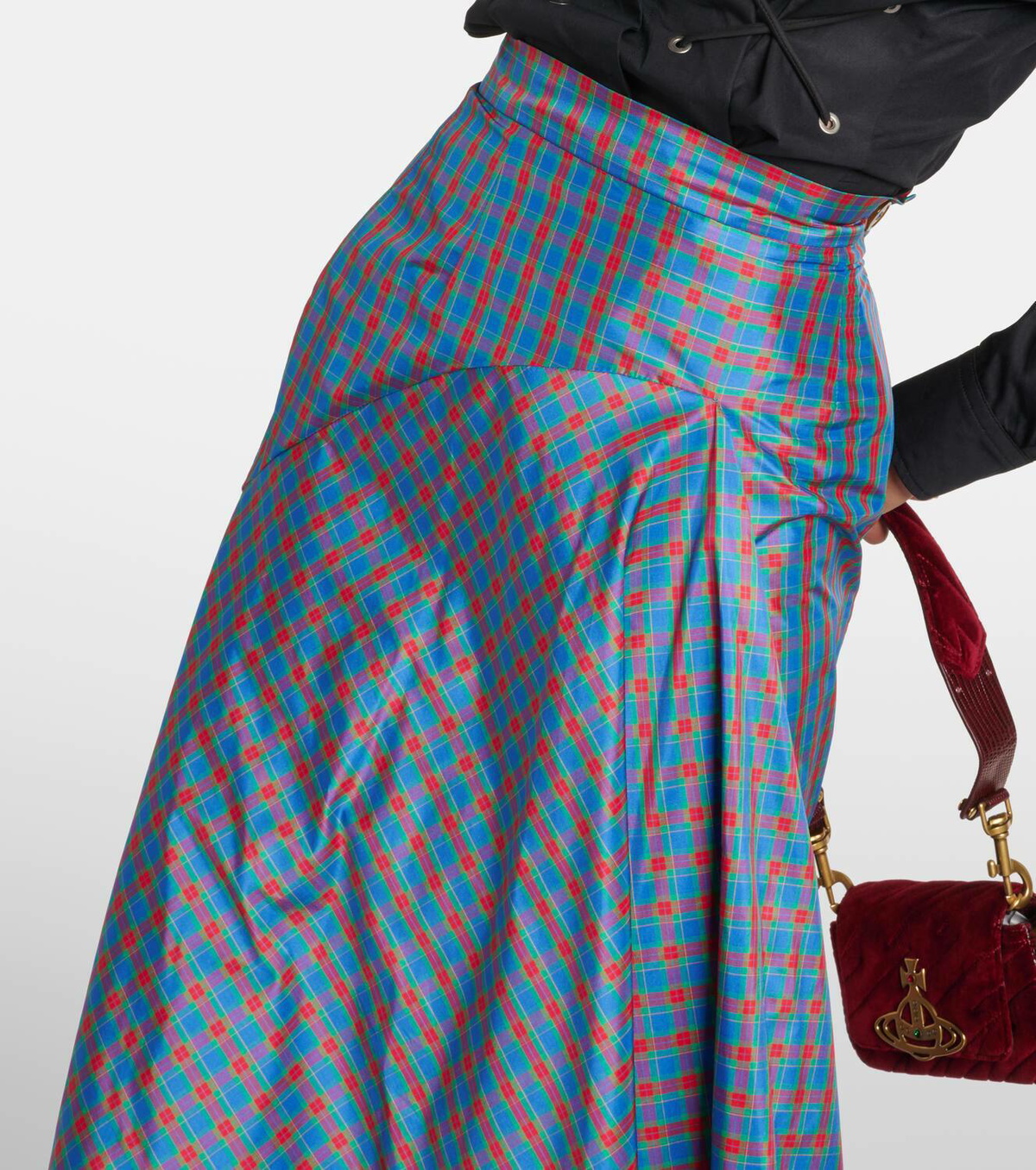 Vivienne Westwood Checked ruffled silk-blend maxi skirt