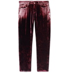 SAINT LAURENT - Skinny-Fit Velvet Trousers - Burgundy