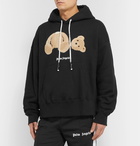 Palm Angels - Appliquéd Fleece-Back Cotton-Jersey Hoodie - Black