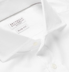 Brunello Cucinelli - Slim-Fit Cutaway-Collar Cotton-Poplin Shirt - Men - White