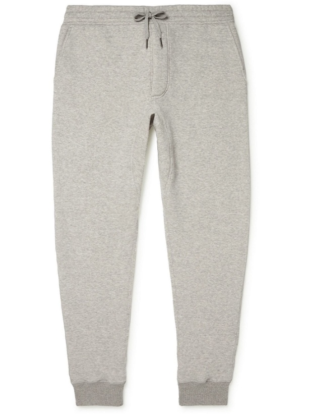 Photo: TOM FORD - Tapered Garment-Dyed Fleece-Back Cotton-Jersey Sweatpants - Gray