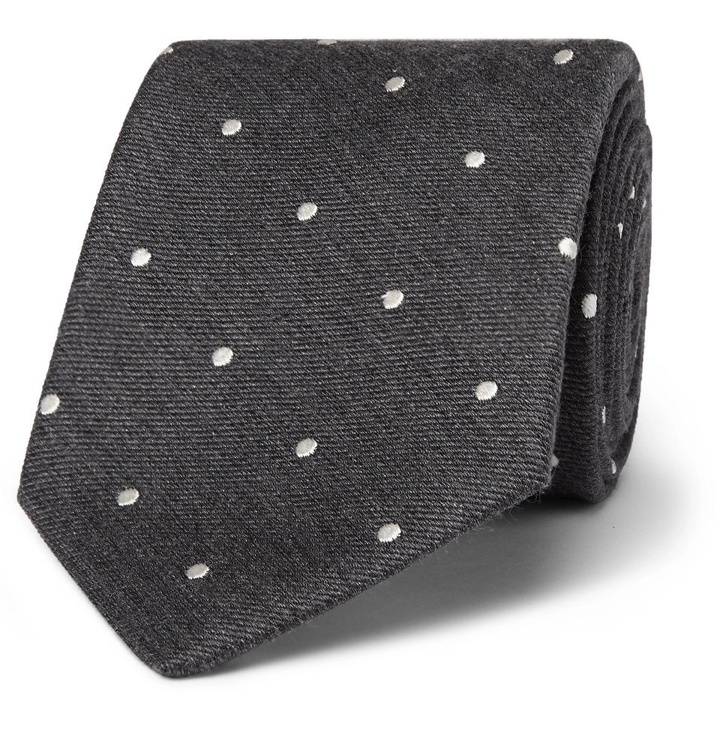 Photo: Paul Smith - 8cm Polka-Dot Silk and Wool-Blend Tie - Gray