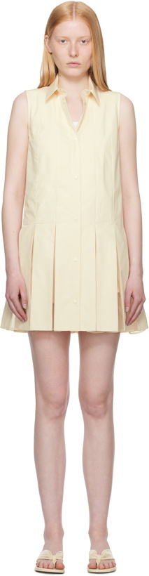 Photo: Moncler Off-White Cotton Silk Shirt Minidress & Shorts Set