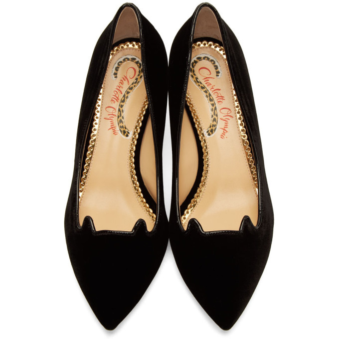 Charlotte Olympia Black Velvet Kitten Heels Charlotte Olympia