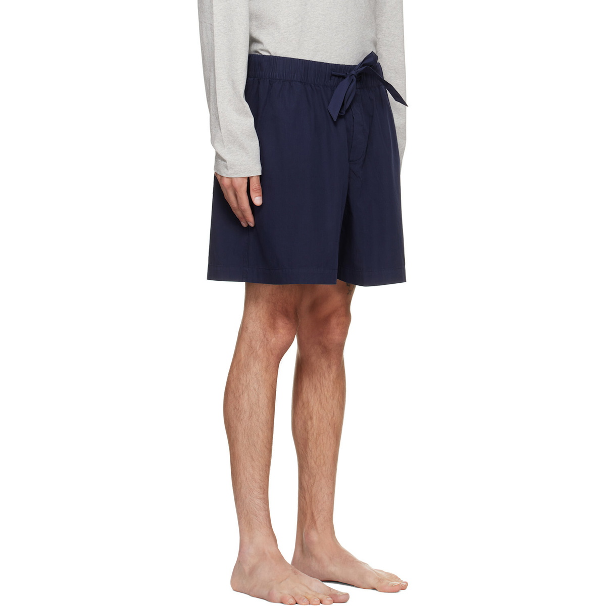 Tekla Navy Poplin Pyjama Shorts