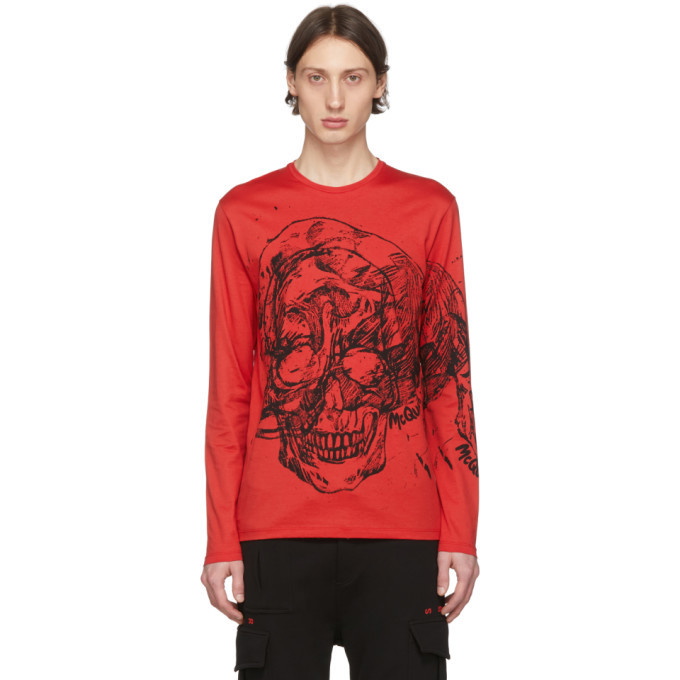 Photo: Alexander McQueen Red Etched Skull T-Shirt