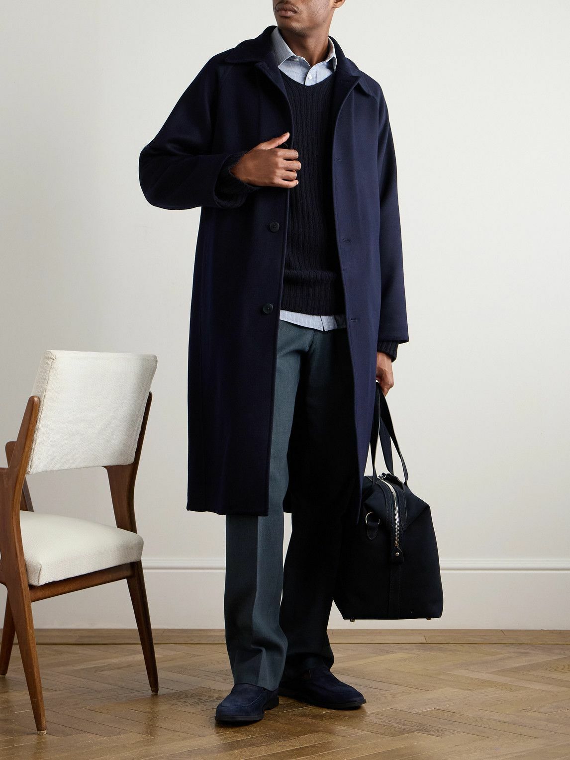 Stòffa - Tapered Pleated Cotton-Canvas Trousers - Blue
